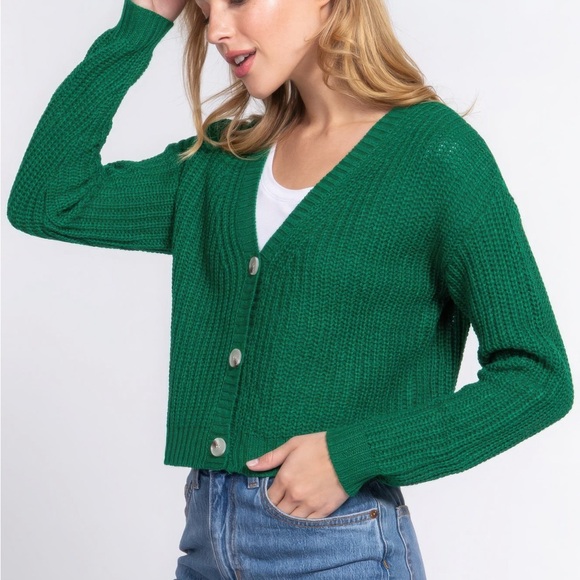 Long Slv V-Neck Sweater Cardigan - Picture 3 of 4